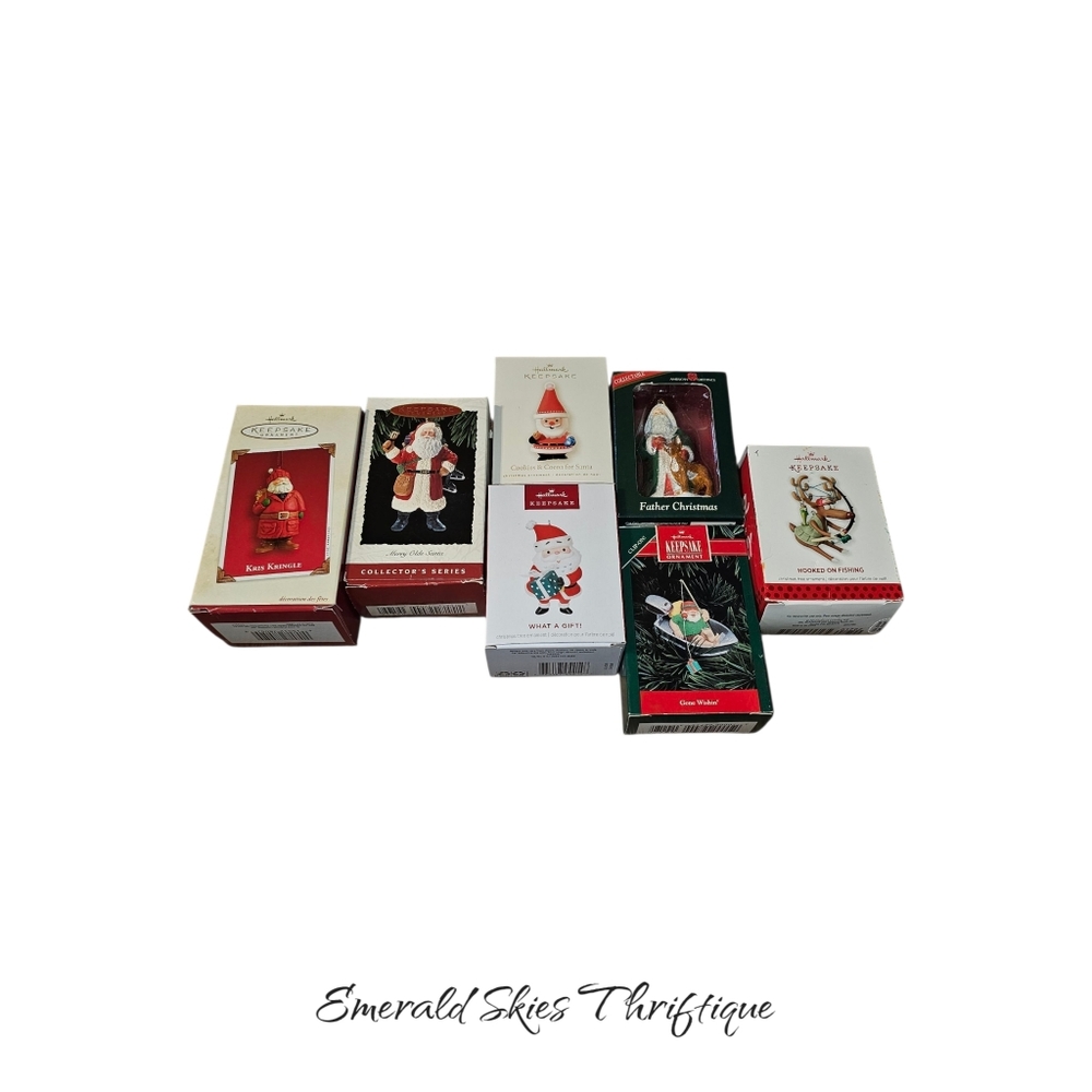 Lot of 7 Hallmark Keepsake Christmas Ornaments with Santa Theme